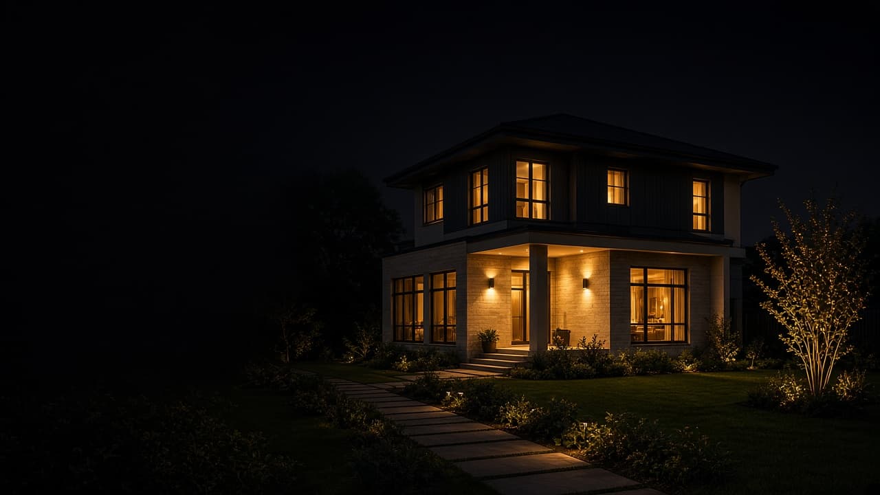 House lit up at night